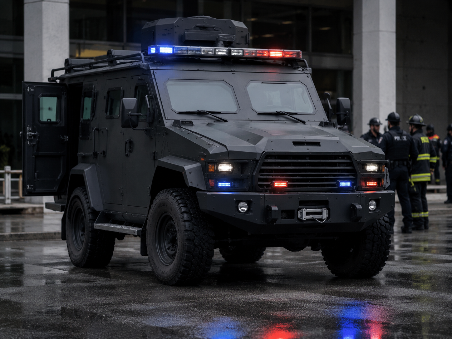 Civilian armored response vehicle for first responder applications